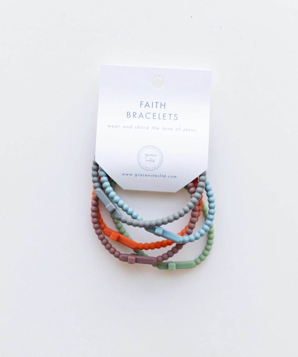 Faith Silicone Cross Bracelets, Pebble Multicolor Pack of 5