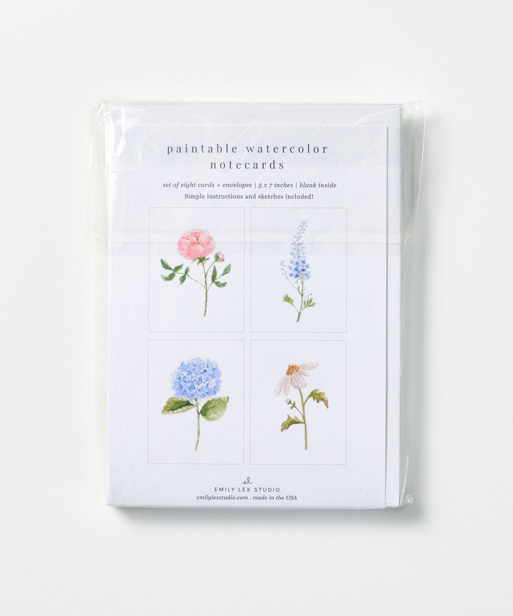 Garden Flowers Paintable Watercolor Notecard Set