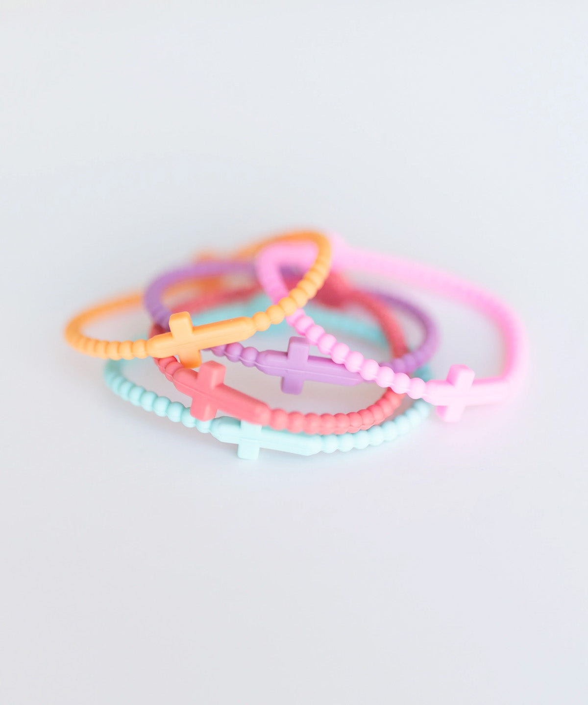 Faith Silicone Cross Bracelets, Sunset Multicolor Pack of 5