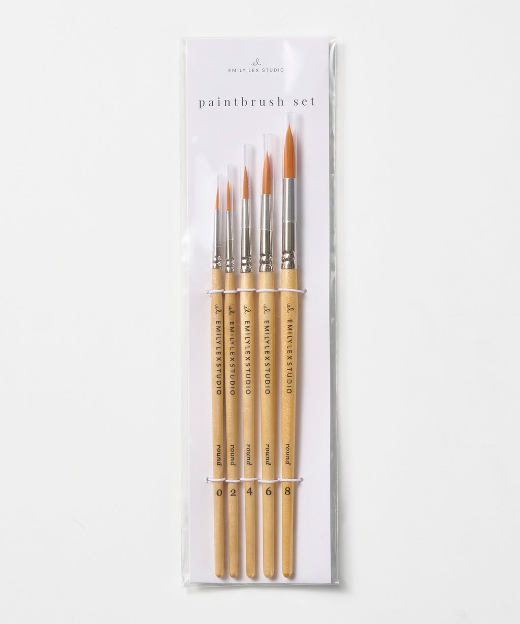 Watercolor Painbrush Set of 5, wood brushes