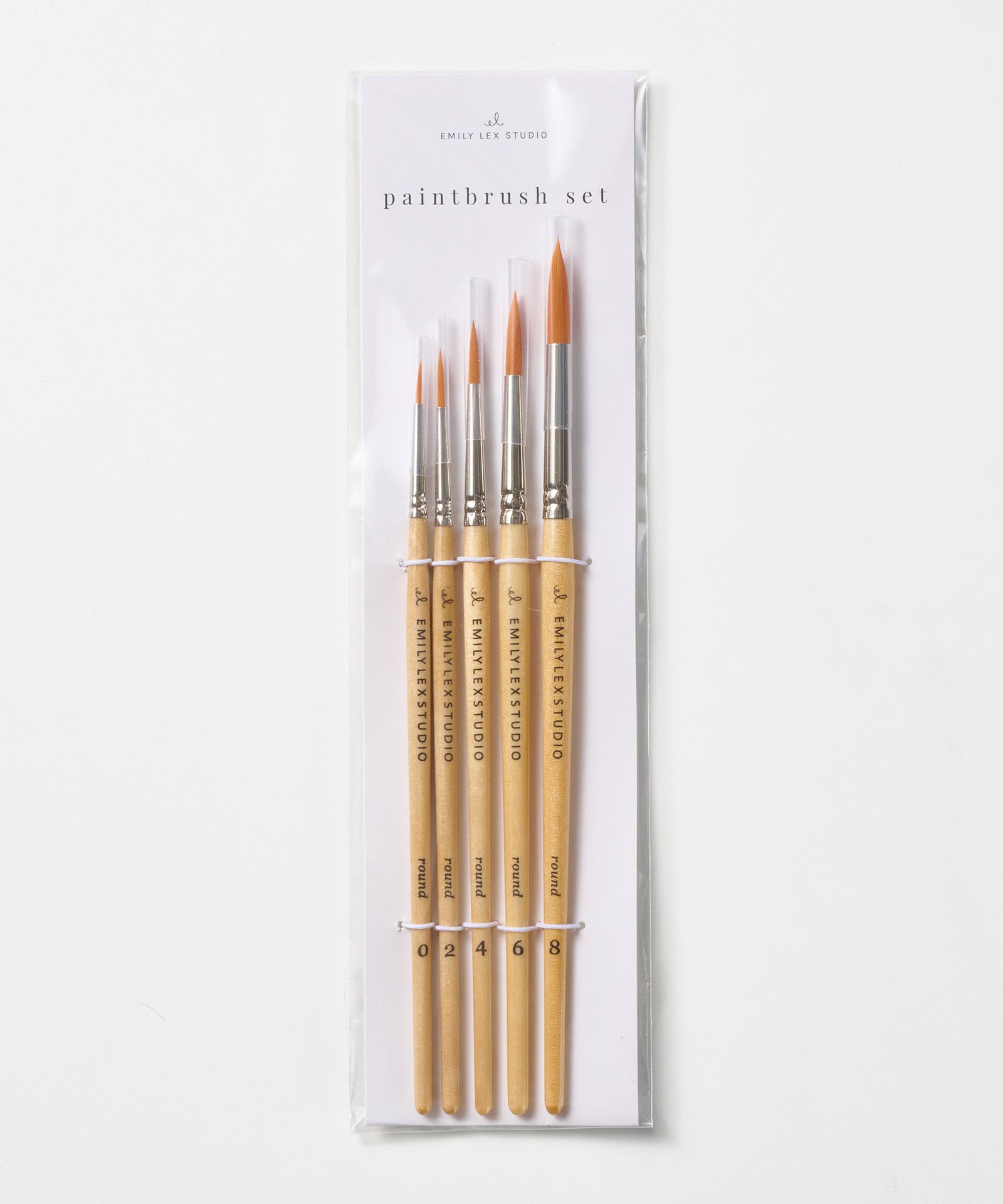 Watercolor Painbrush Set of 5, wood brushes