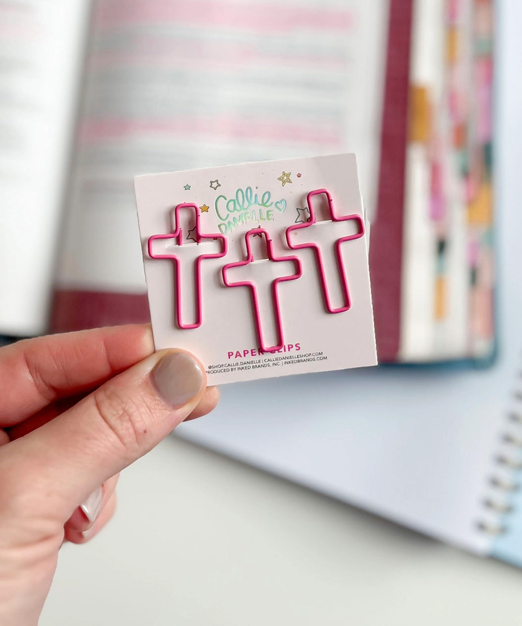 Pink Cross Paperclips