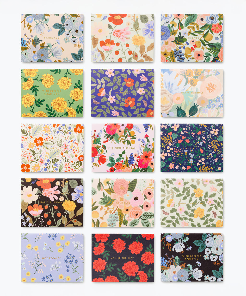 Mixed Florals Essentials Assorted Card Box, 15 Cards
