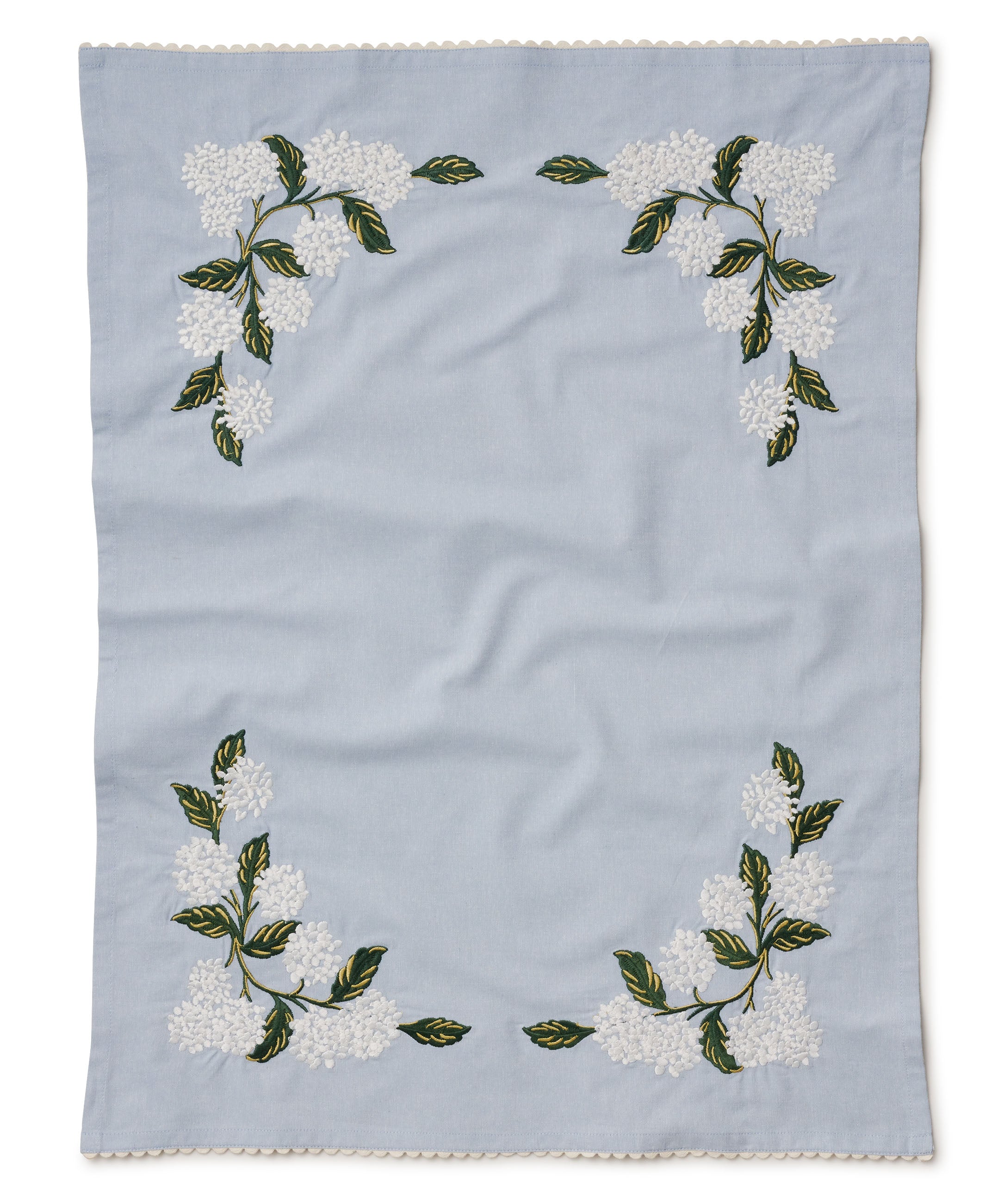 Hydrangea Embroidered Tea Towel
