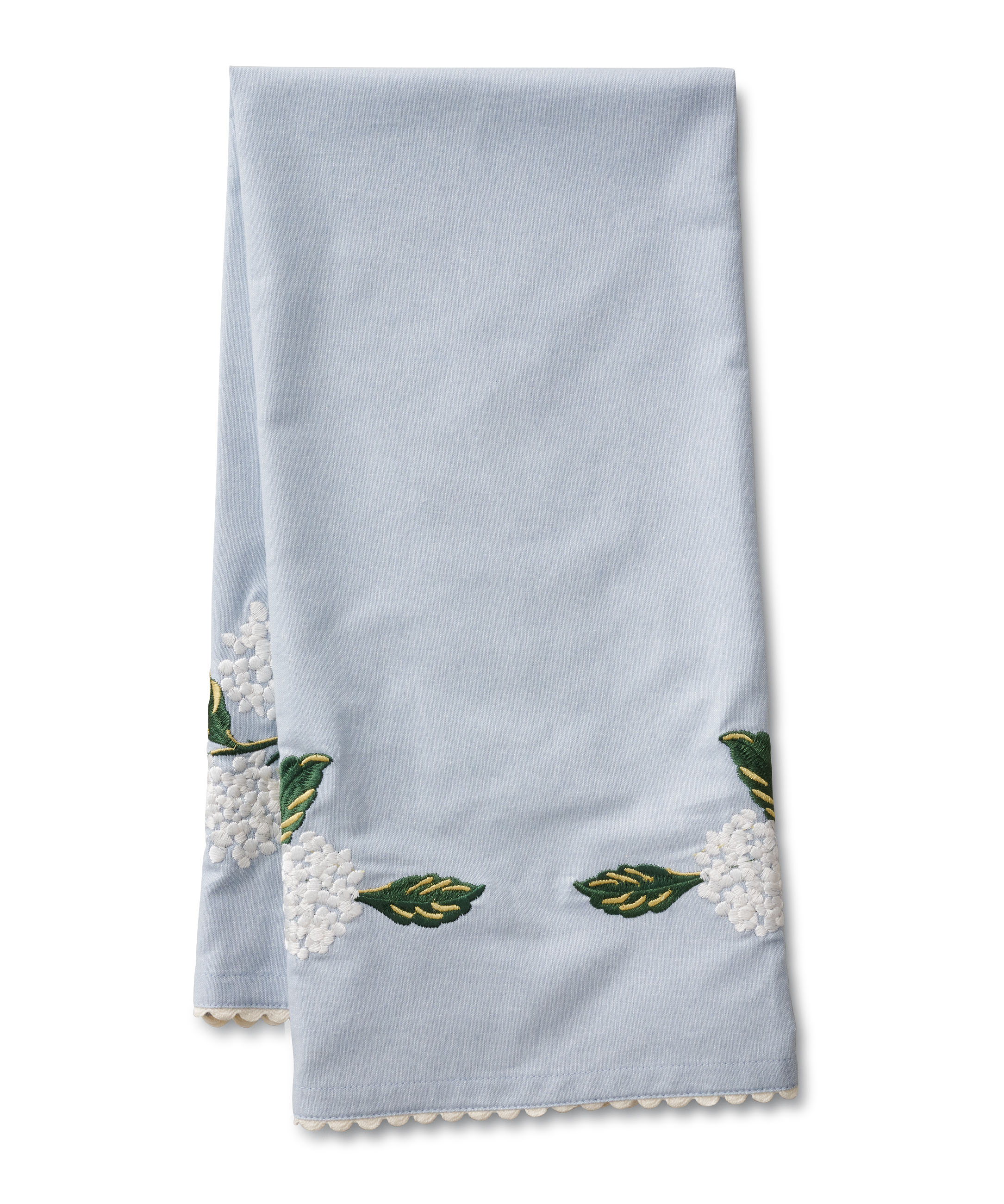 Hydrangea Embroidered Tea Towel